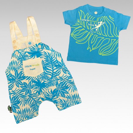 Ensemble T-shirt + Salopette Tropical